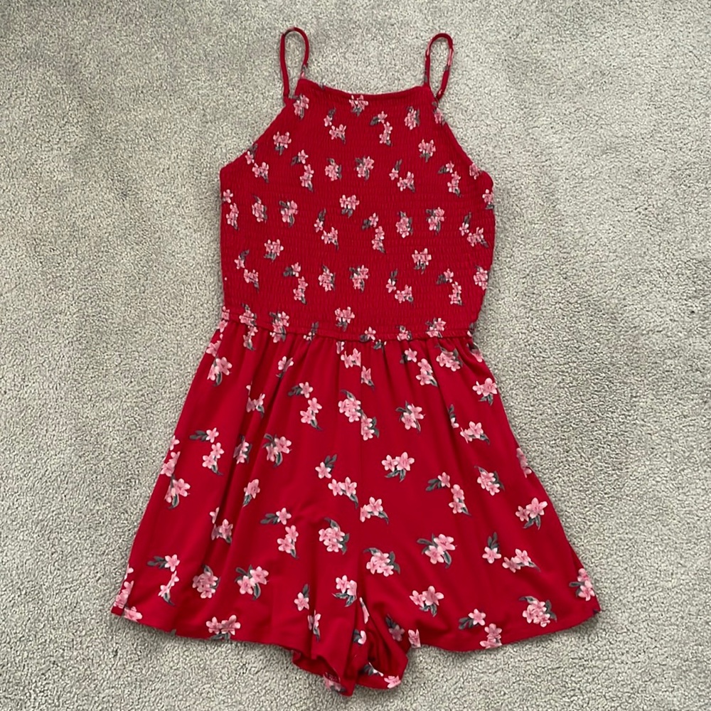 red floral hollister romper